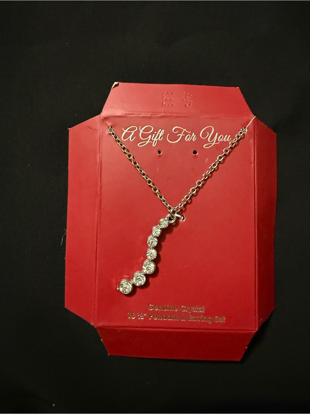 Silver Tone Crystal Graduated Drop Pendant Necklace - Silver - Picture 3 of 5
